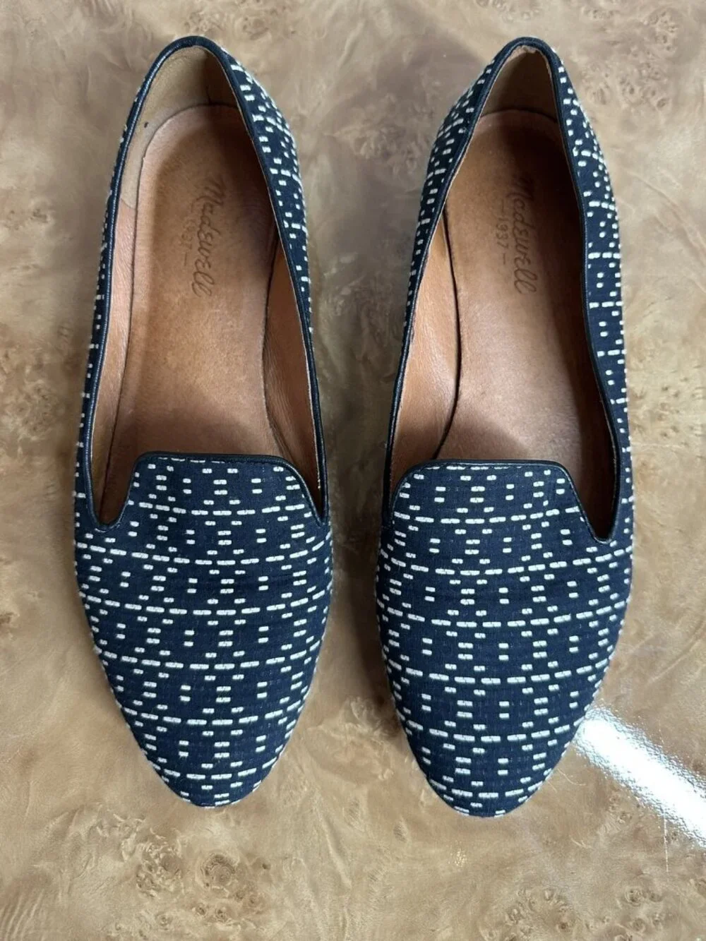 Madewell Black Linebreak Teddy Loafer Fabric Leather Lined Flat Shoes Size 9